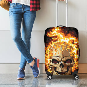 Burning Skull Print Luggage Cover