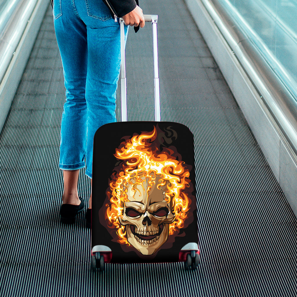 Burning Skull Print Luggage Cover