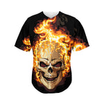 Burning Skull Print Men's Baseball Jersey