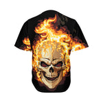 Burning Skull Print Men's Baseball Jersey