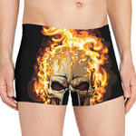 Burning Skull Print Men's Boxer Briefs