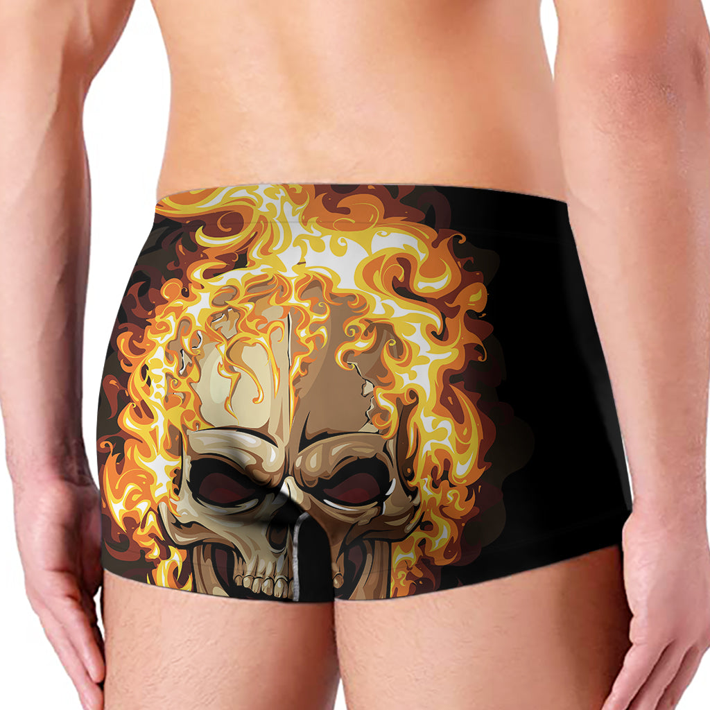 Burning Skull Print Men's Boxer Briefs