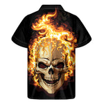 Burning Skull Print Men's Short Sleeve Shirt