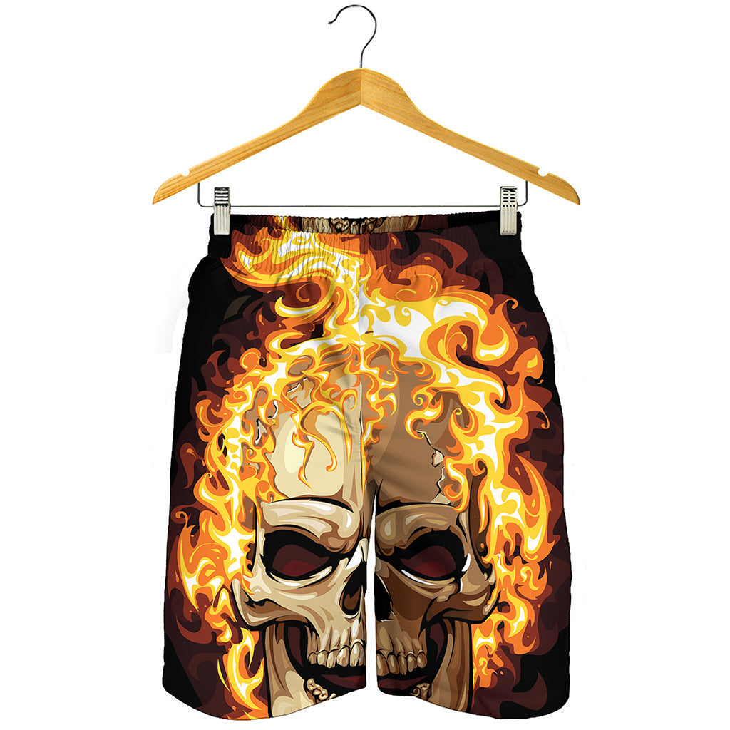 Burning Skull Print Men's Shorts