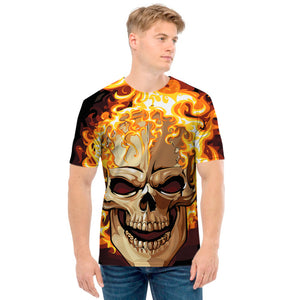 Burning Skull Print Men's T-Shirt