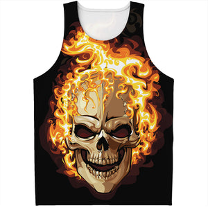 Burning Skull Print Men's Tank Top