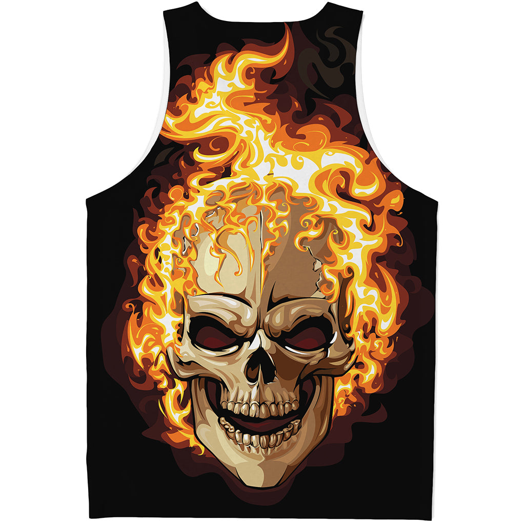 Burning Skull Print Men's Tank Top