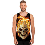 Burning Skull Print Men's Tank Top