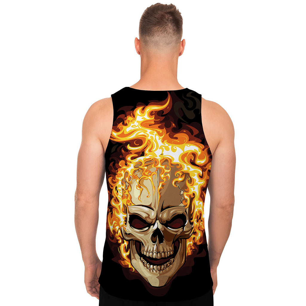 Burning Skull Print Men's Tank Top