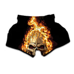 Burning Skull Print Muay Thai Boxing Shorts