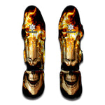 Burning Skull Print Muay Thai Shin Guard