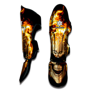 Burning Skull Print Muay Thai Shin Guard