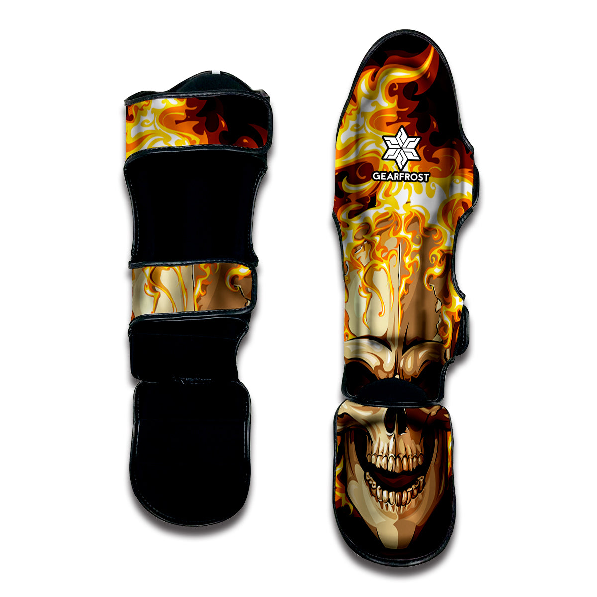 Burning Skull Print Muay Thai Shin Guard