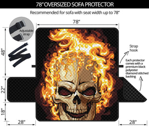 Burning Skull Print Oversized Sofa Protector