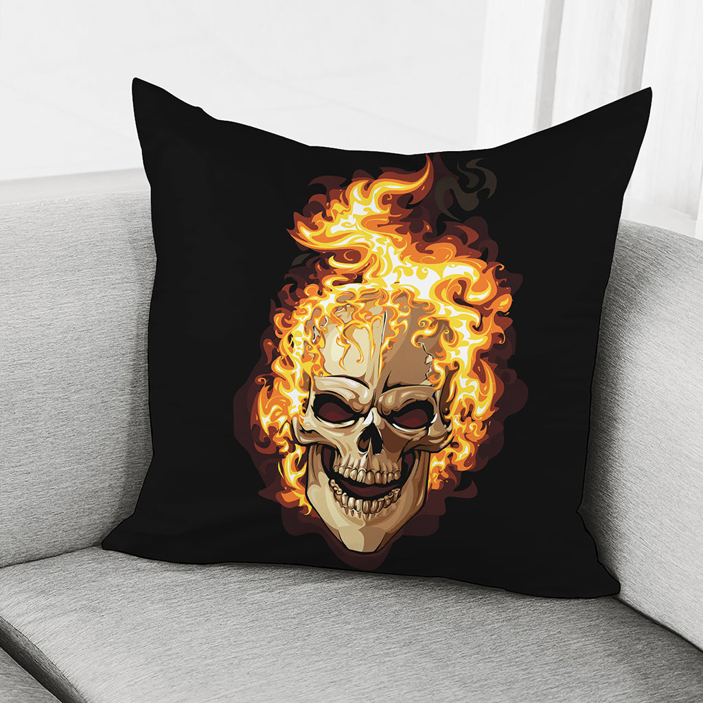 Burning Skull Print Pillow Cover