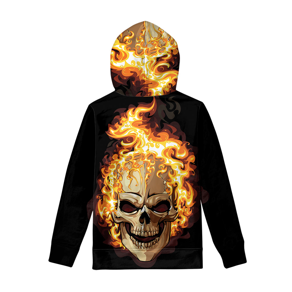 Burning Skull Print Pullover Hoodie