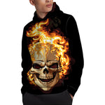 Burning Skull Print Pullover Hoodie