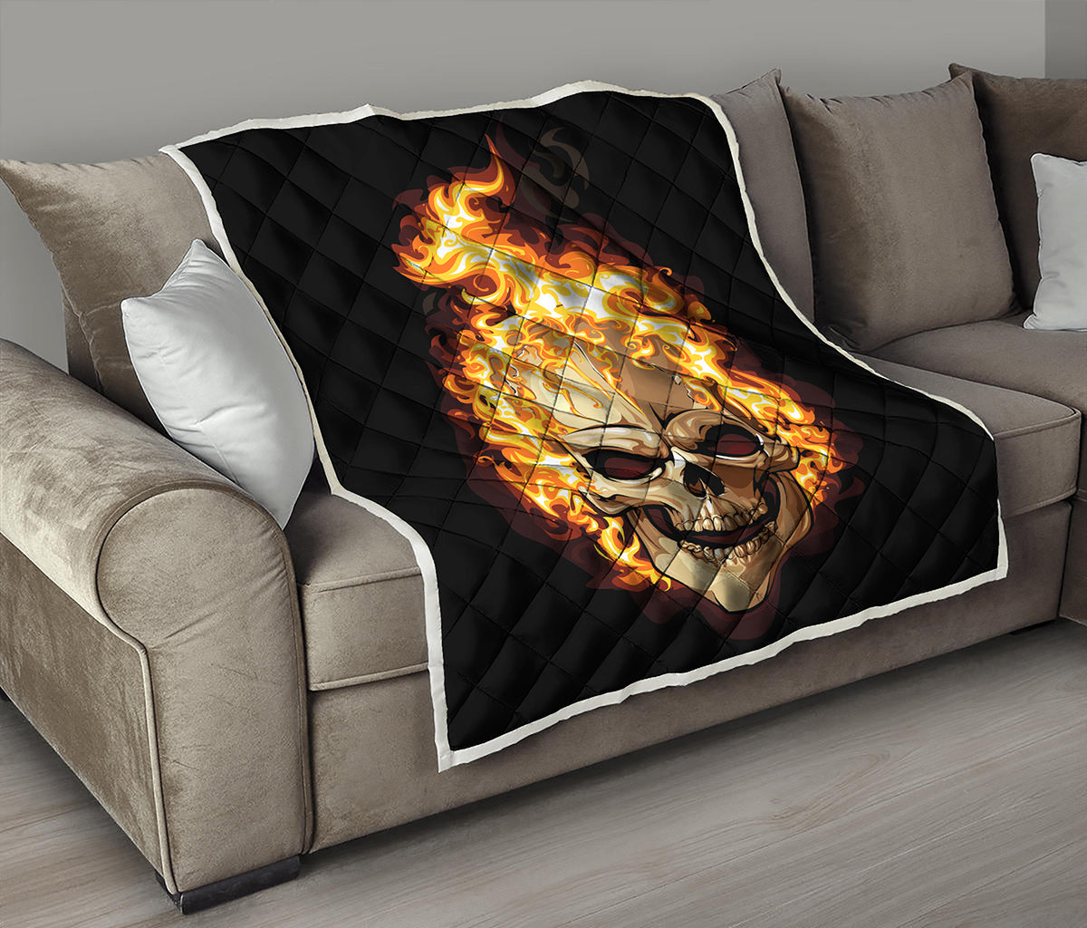 Burning Skull Print Quilt