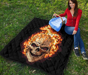 Burning Skull Print Quilt