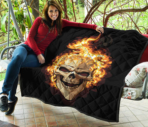 Burning Skull Print Quilt