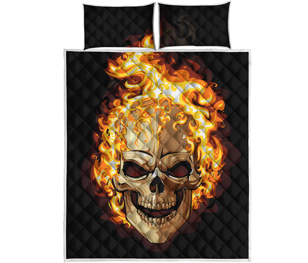 Burning Skull Print Quilt Bed Set