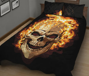 Burning Skull Print Quilt Bed Set