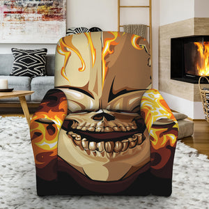 Burning Skull Print Recliner Slipcover