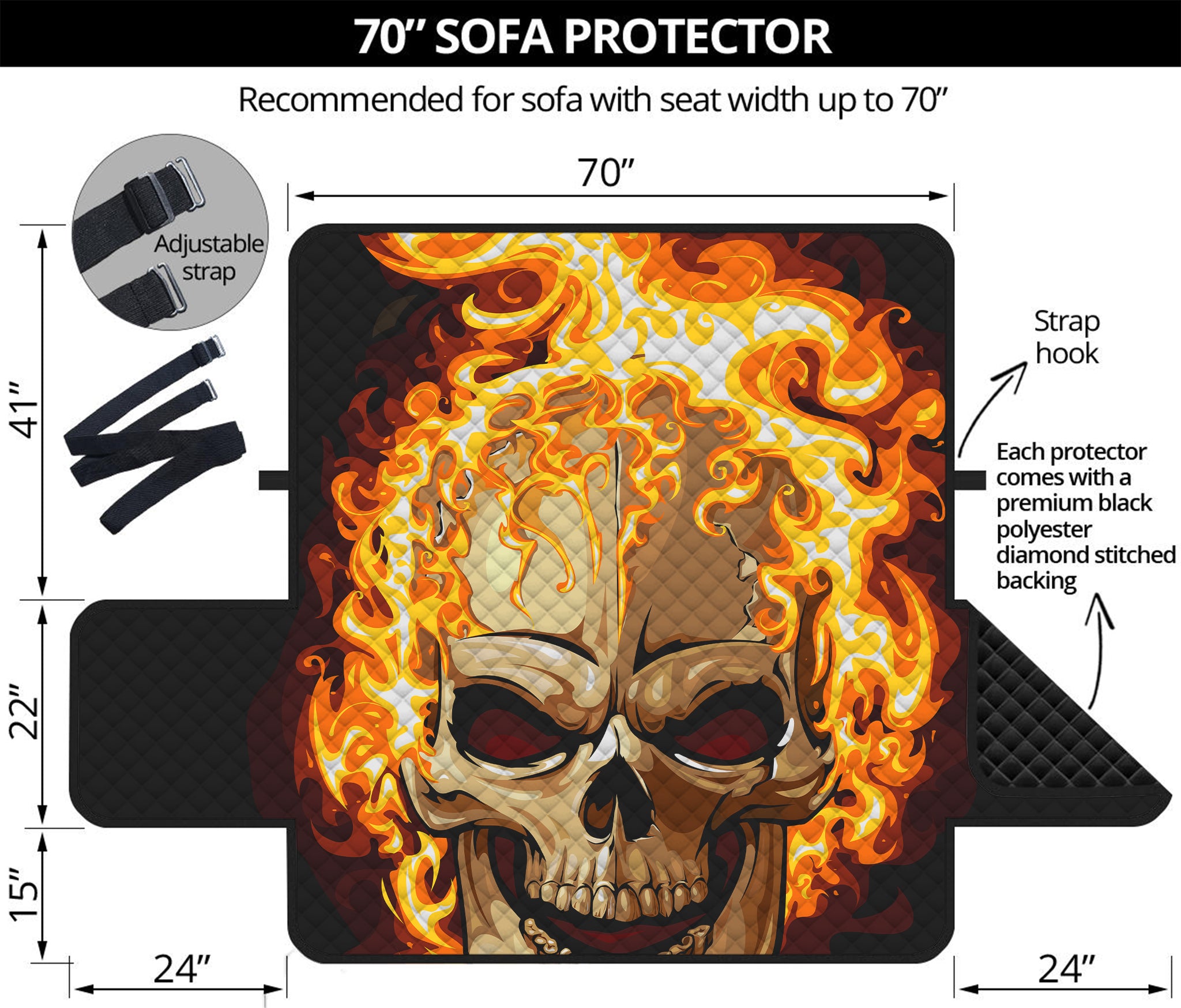 Burning Skull Print Sofa Protector