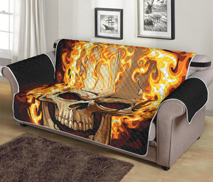 Burning Skull Print Sofa Protector