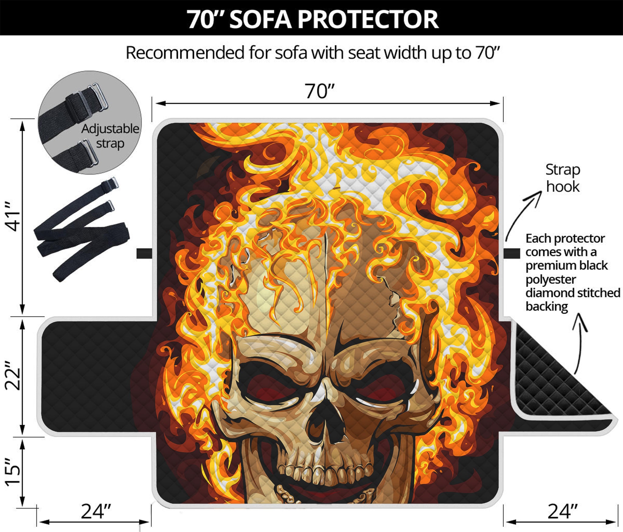 Burning Skull Print Sofa Protector