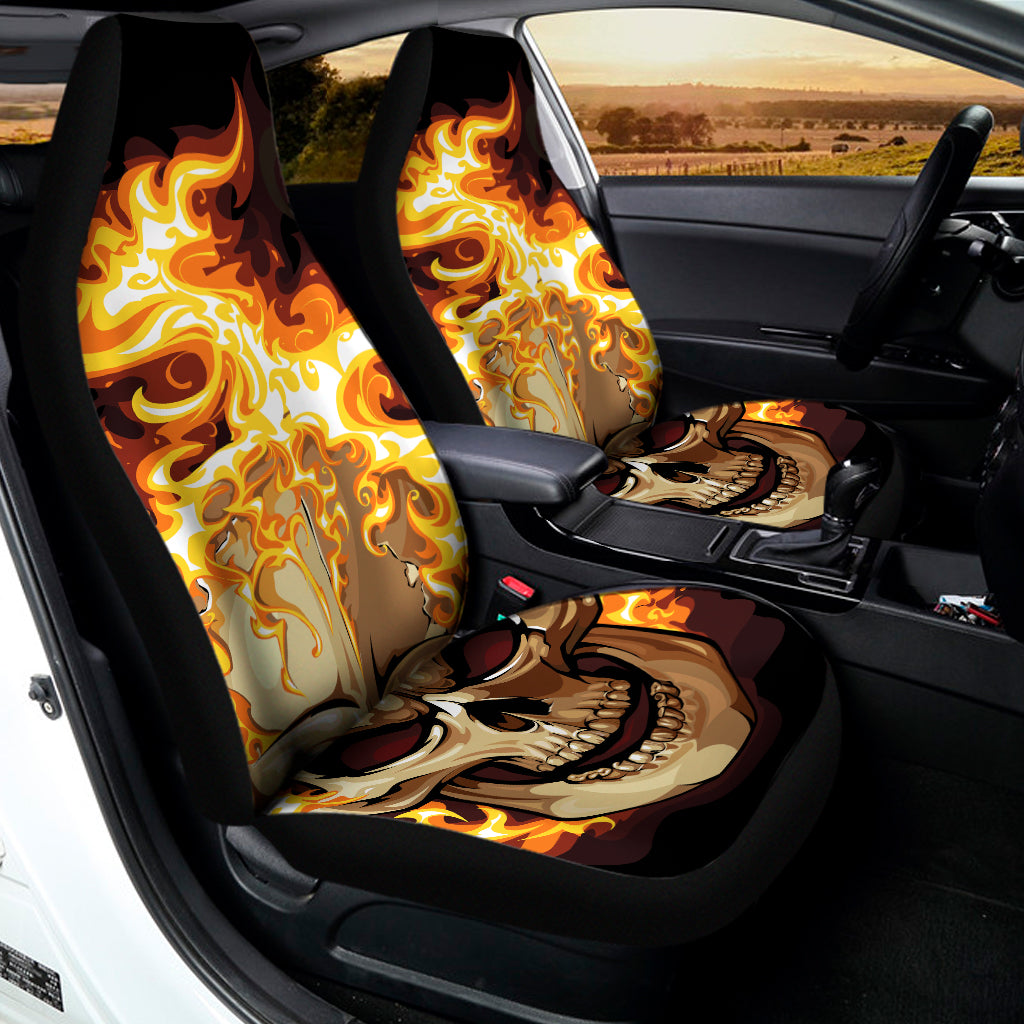 Burning Skull Print Universal Fit Car Seat Covers