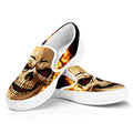 Burning Skull Print White Slip On Sneakers