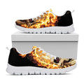 Burning Skull Print White Running Shoes
