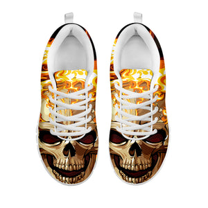 Burning Skull Print White Sneakers