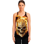 Burning Skull Print Women's Racerback Tank Top