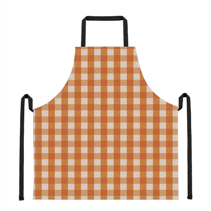 Burnt Orange And White Check Print Apron