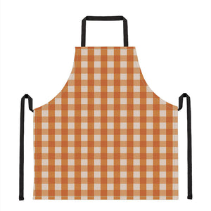 Burnt Orange And White Check Print Apron