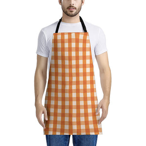 Burnt Orange And White Check Print Apron