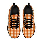 Burnt Orange And White Check Print Black Sneakers