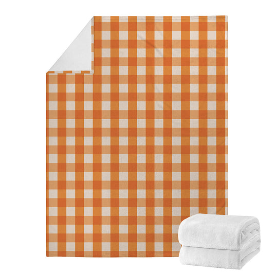 Burnt Orange And White Check Print Blanket