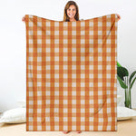 Burnt Orange And White Check Print Blanket