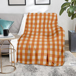 Burnt Orange And White Check Print Blanket