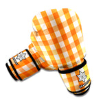 Burnt Orange And White Check Print Boxing Gloves