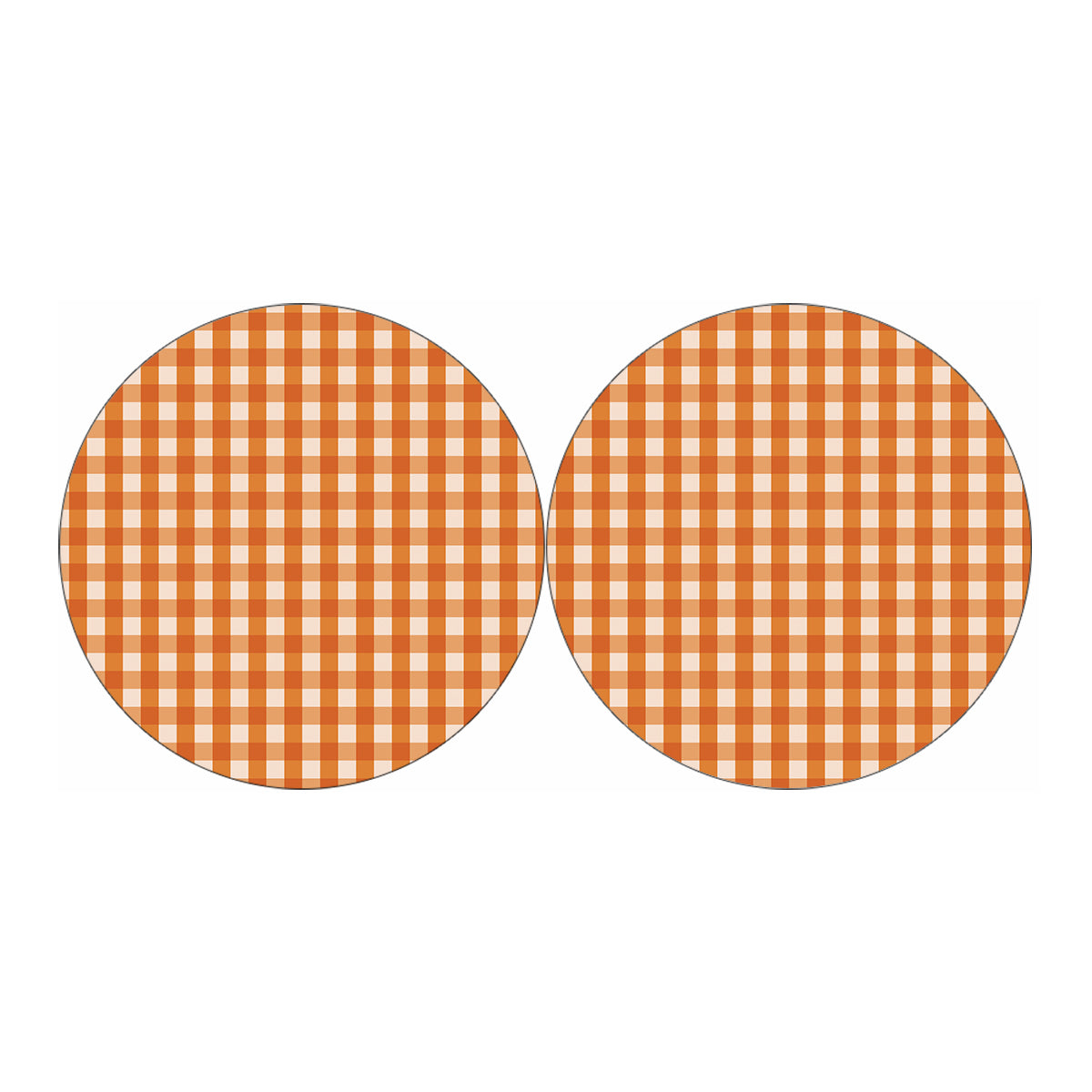 Burnt Orange And White Check Print Car Coasters