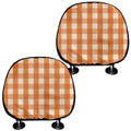Burnt Orange And White Check Print Car Headrest Covers
