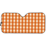 Burnt Orange And White Check Print Car Sun Shade