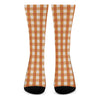 Burnt Orange And White Check Print Crew Socks