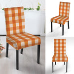 Burnt Orange And White Check Print Dining Chair Slipcover