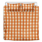 Burnt Orange And White Check Print Duvet Cover Bedding Set