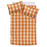 Burnt Orange And White Check Print Duvet Cover Bedding Set